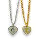 Initial heart necklace in silver or gold tone with trending chain