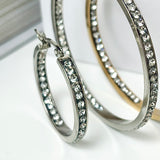 EVERLINbu crystal hoop earrings in silver or gold hypoallergenic stainless steel 20mm , 30mm , 40mm , 50mm E16,E18,E20