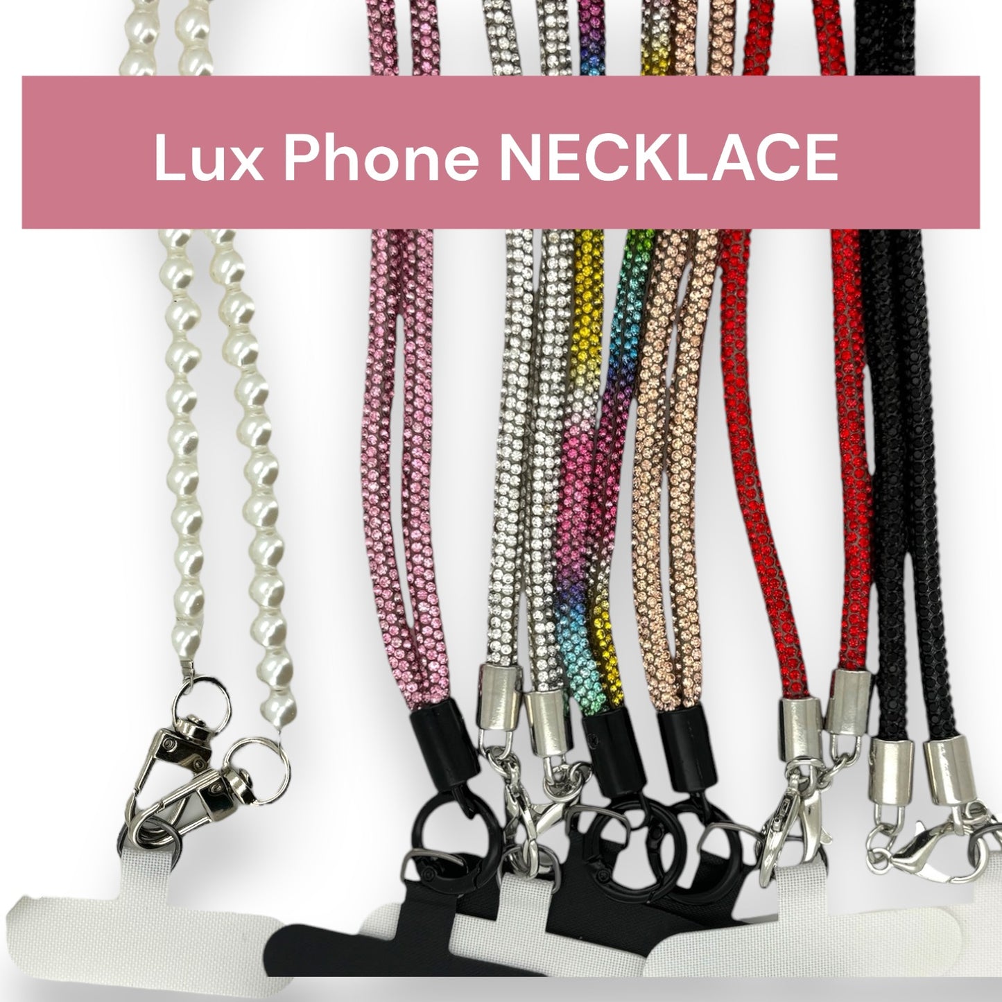 Phone necklace with diamantés in Silver, Black or Pink Accessories Smartphone