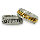 CHAIN FIDGET statement ring in stainless steel silver or gold size N O P Q R S T U V W Male female unisex R5