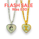 Initial heart necklace in silver or gold tone with trending chain