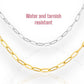 Paperclip necklace in silver or gold, non tarnish, unisex male female 18 inch P76