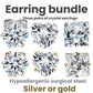 Earring bundle 3 pairs of crystal earrings. Heart, square and solitaire crystals. Hypoallergenic stainless steel water and tarnish resistant silver or gold men or women boys girls 6mm and 4mm sizes