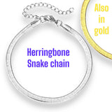 BEAUbu herringbone snake chain bracelet in silver or gold water and tarnish resistant 6 inch P22