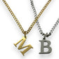 Classic initial necklace in silver or gold tone water resistant