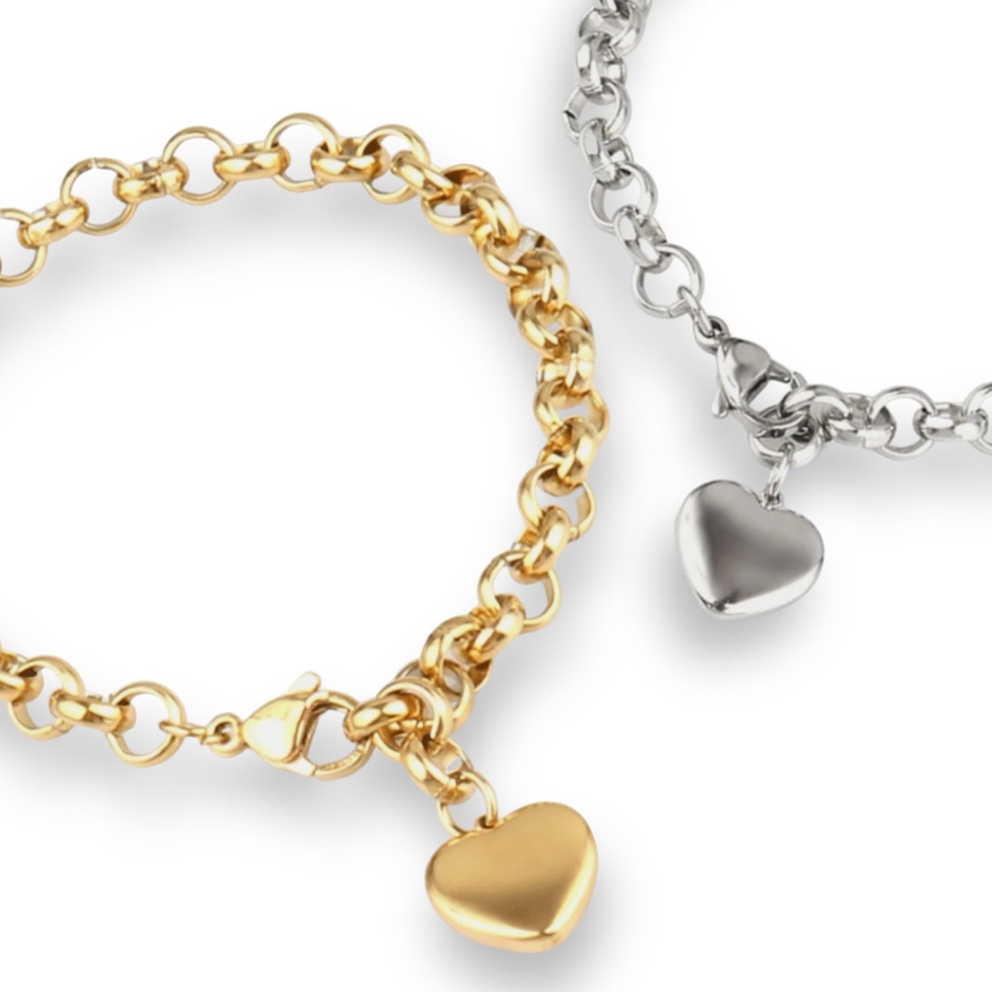 Heart pendent bracelet in silver or gold tone P54