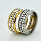 Double row stainless steel statement ring Silver Or Gold sizes N O P Q R S T U V W Male female unisex R11