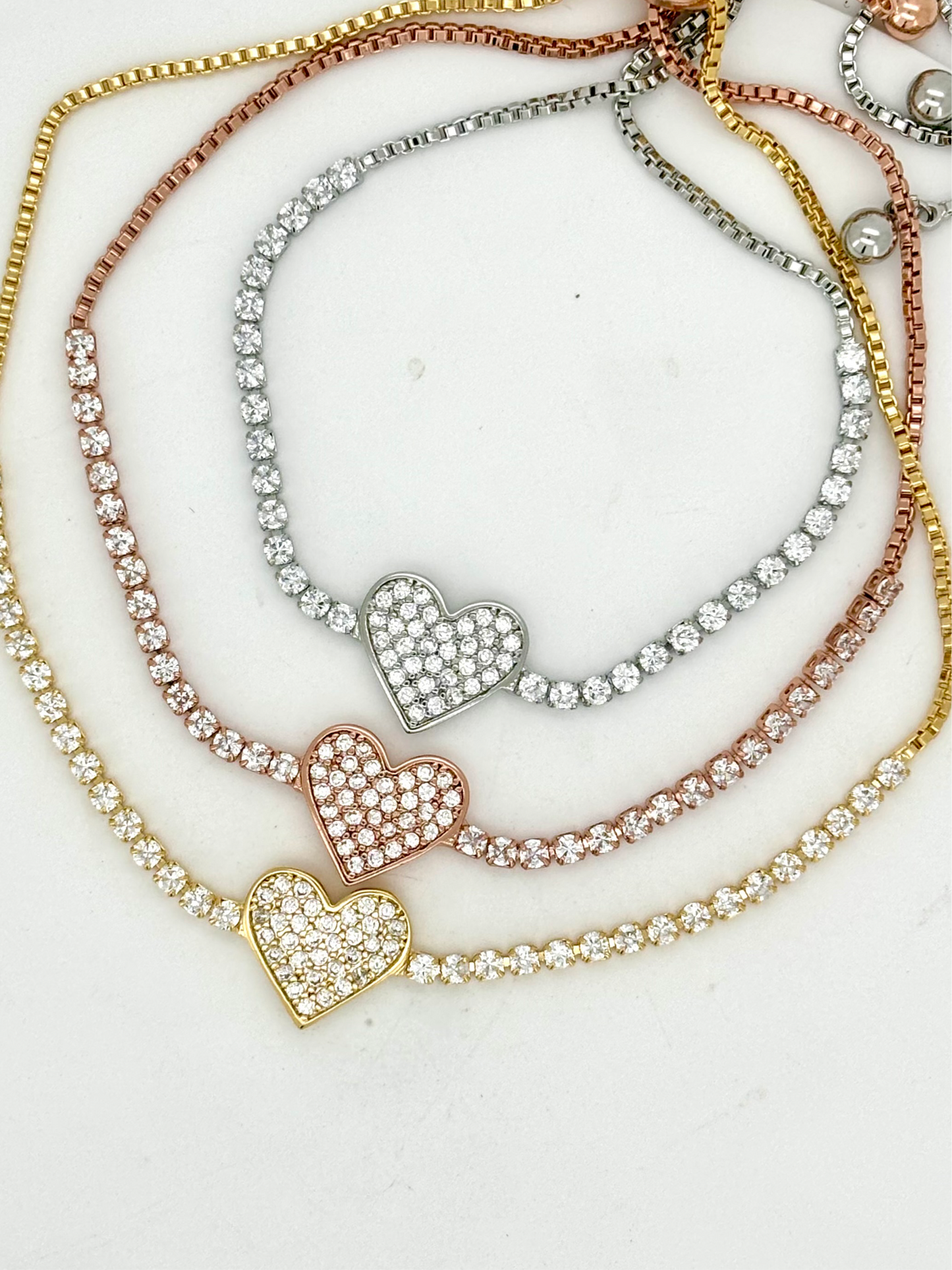 ALEXIbu Heart Pave adjustable bracelet SILVER, GOLD OR ROSE GOLD P18