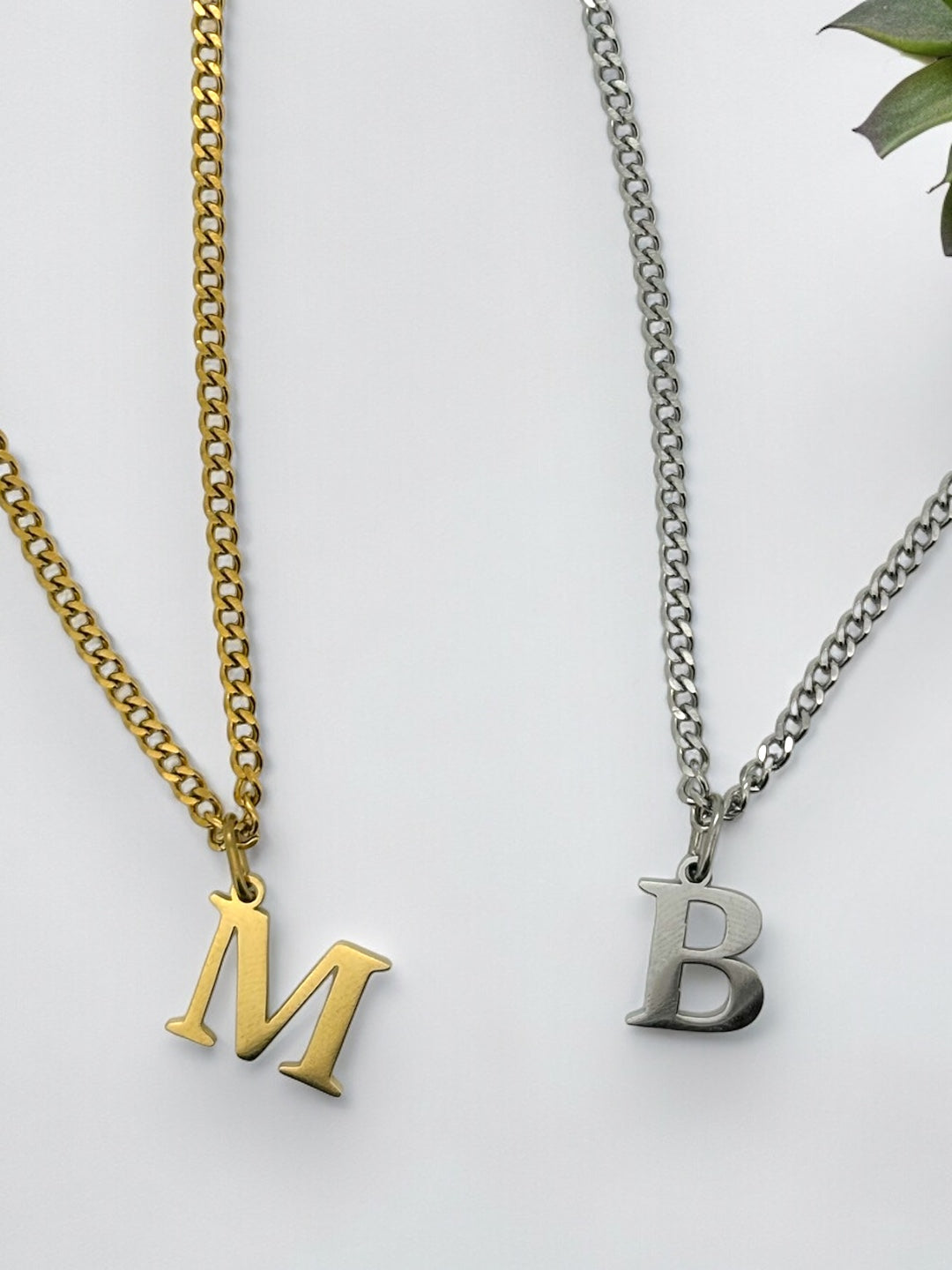 Classic initial necklace in silver or gold tone water resistant