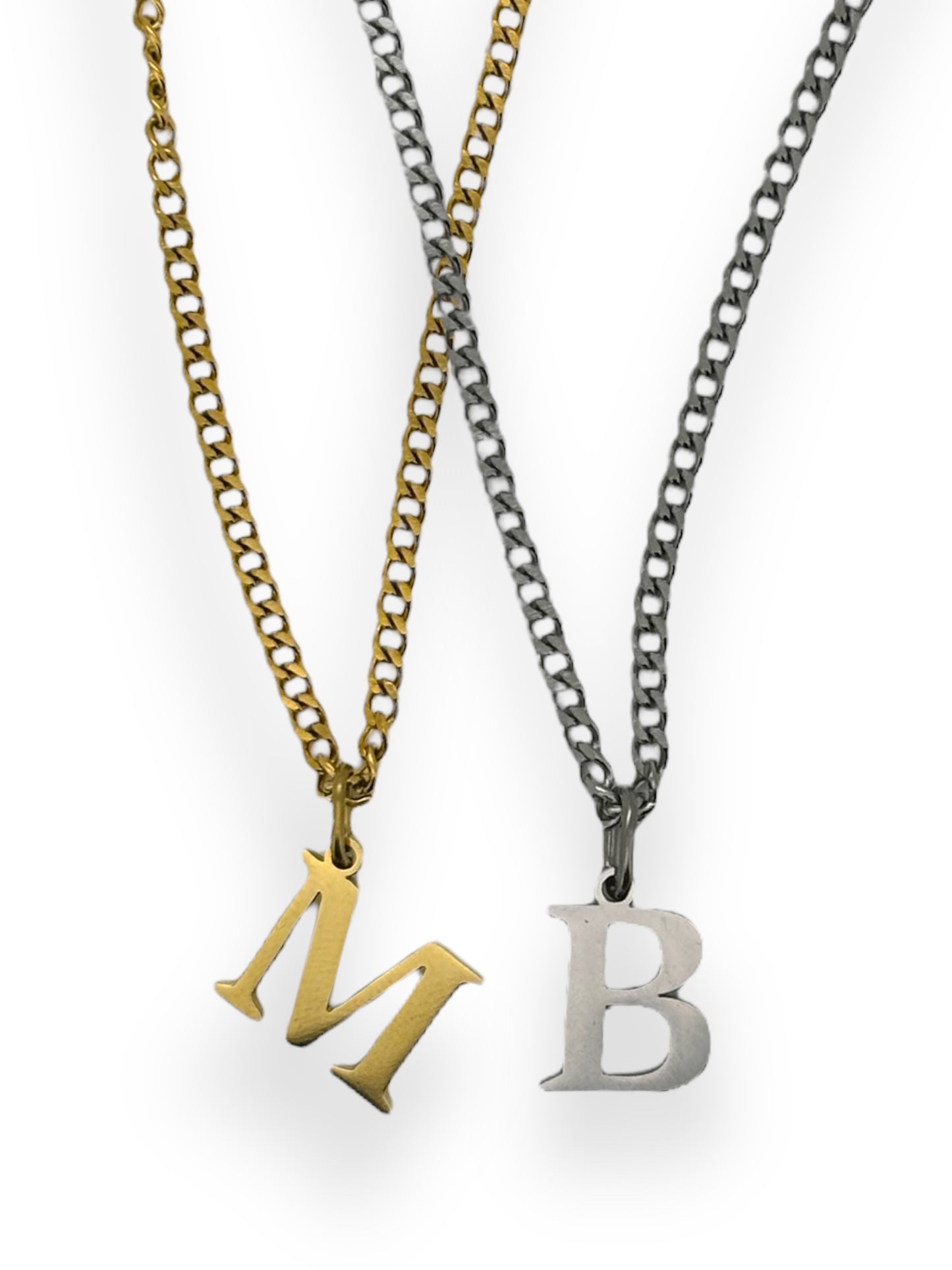 Classic initial necklace in silver or gold tone water resistant