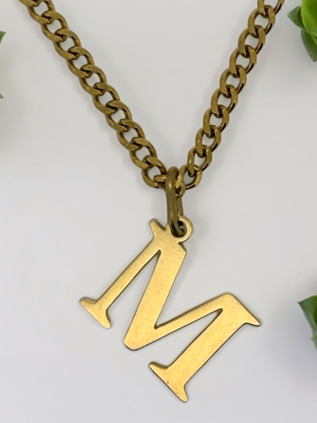 Classic initial necklace in silver or gold tone water resistant