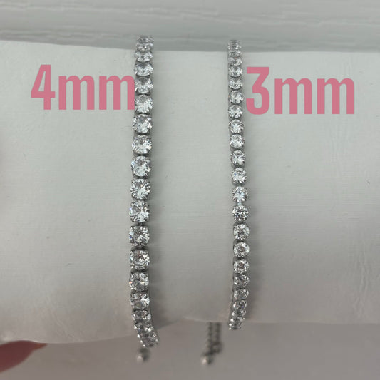 3mm Tennis bracelet in silver tone water and tarnish resistant in silver, gold and rose gold P16