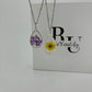 Real flower necklace with Silver chain 2.2cm tear drop resin pendant