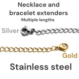 Necklace and bracelet extenders in stainless steel silver or gold tone S5