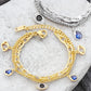 BLUE EYE double layer chain bracelet with blue charms in stainless steel Silver or gold tone Pxx