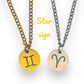 Star sign zodiac necklaces in silver or gold tone water and tarnish resistant