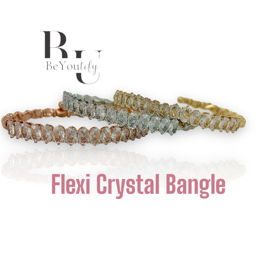 Oval Crystal row flexible bracelet in silver, rose gold or gold P28